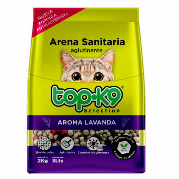 Arena Sanitaria Aglomerante topk9 25Kg Lavanda
