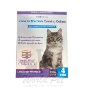 Pack 4 Collar Calming Gatos Glow in the Dark