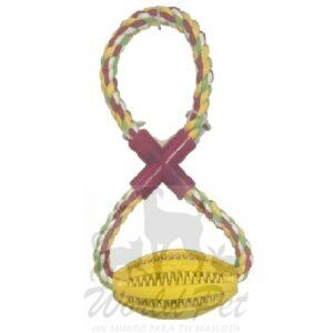 Warrior Pelota Ovalada Dental con Cuerda Perros 12Cm