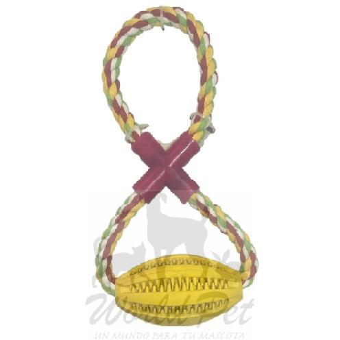 Warrior Pelota Ovalada Dental con Cuerda Perros 12Cm