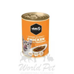 Amity Cat Chunks Chicken Turkey & Veg Adult Wet Food 415 Gr