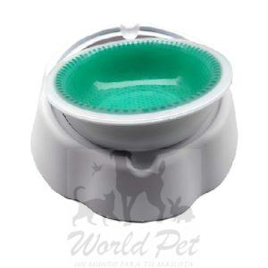 Plato Bebedero Conserva Agua Fresca Para Mascotas Perros Color Blanco/verde